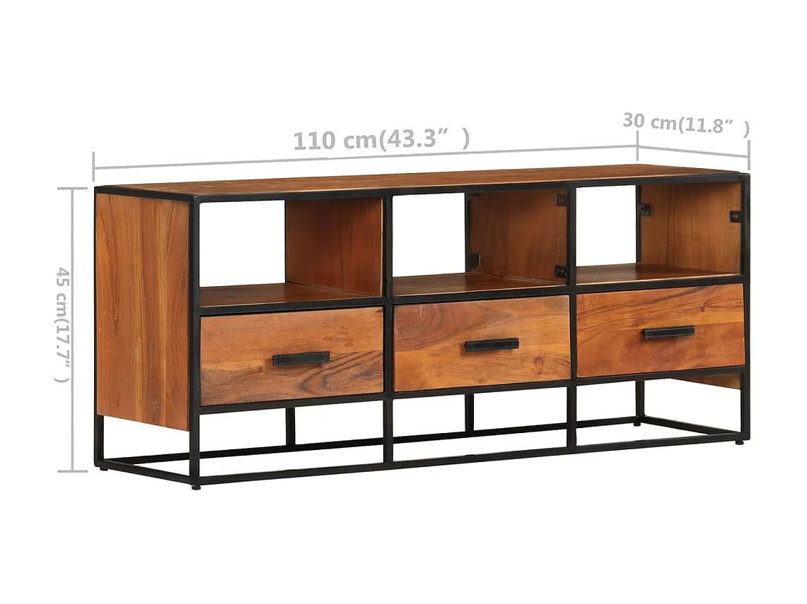 Meuble TV 110x30x45 cm Bois d'acacia massif