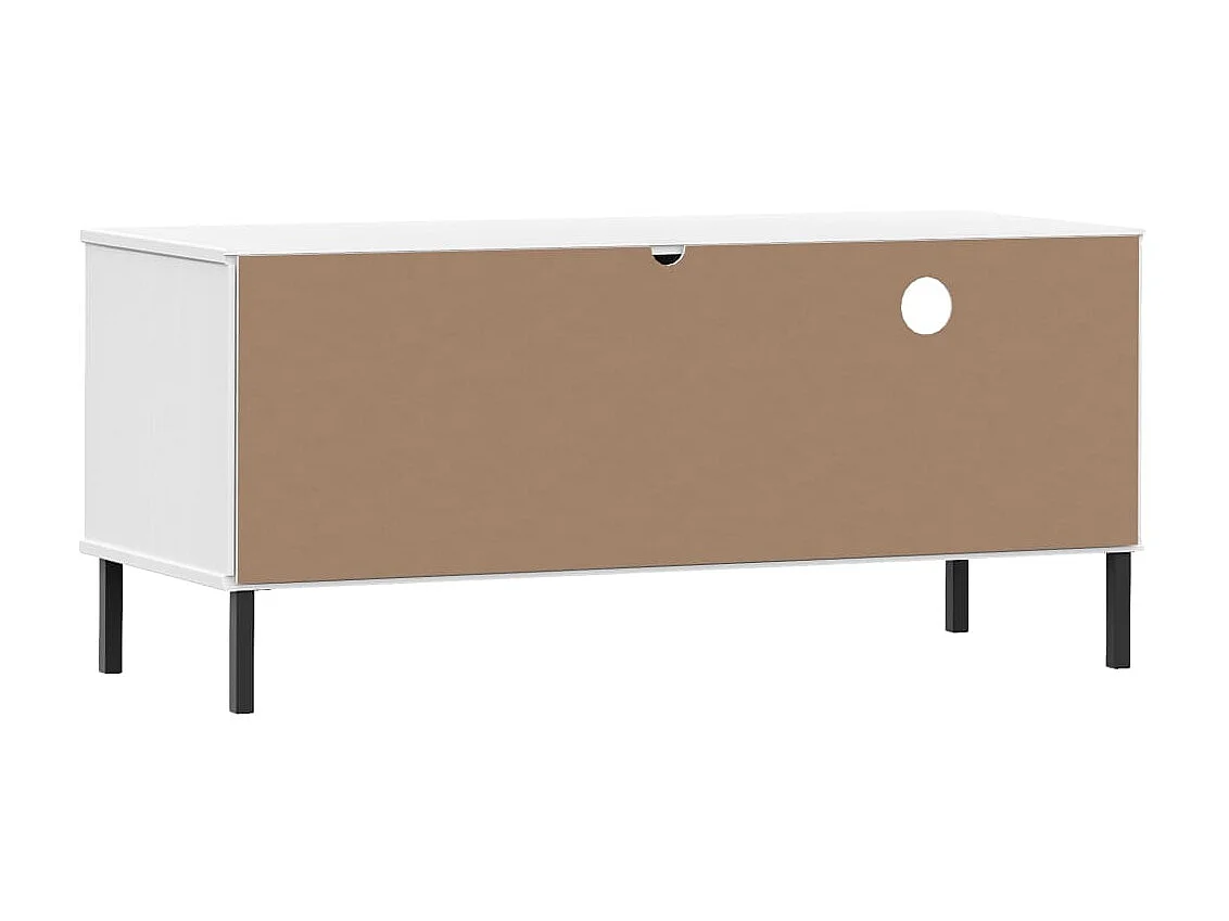 Móvel tv com pés metálicos Branco Madeira maciça de pinho OSLO