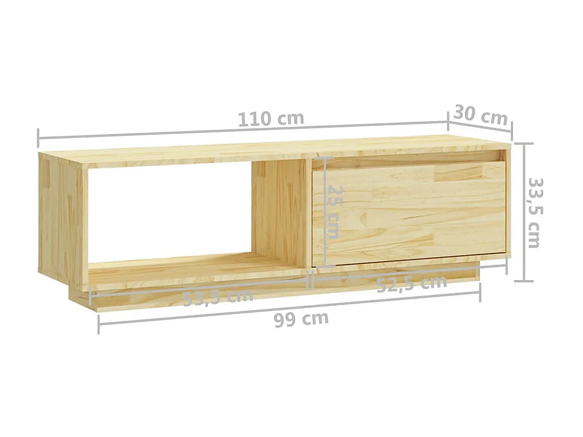 Meuble TV 110x30x33,5 cm Bois de pin massif