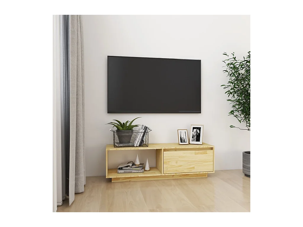Meuble TV 110x30x33,5 cm Bois de pin massif