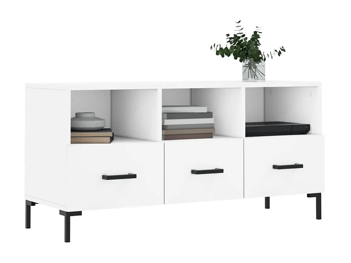 Mobile TV bianco 102x36x50 cm in derivati del legno