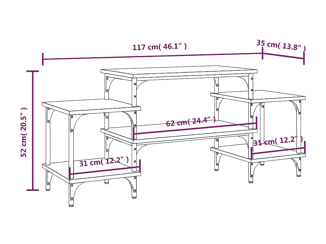 Zwart tv-meubel 117x35x52 cm samengesteld hout