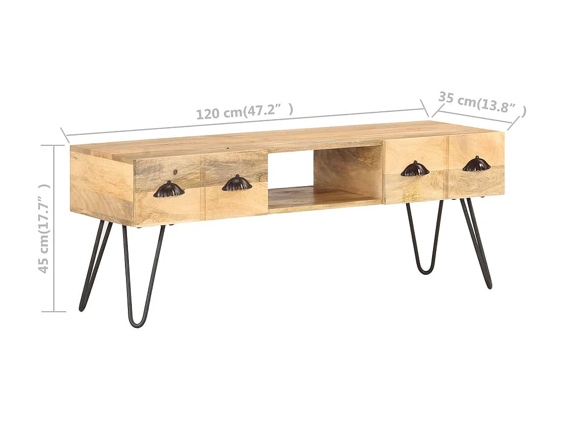 Mueble TV 120x35x45 cm Madera maciza de mango