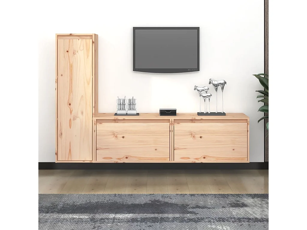 Meubles TV 3 pcs Bois massif de pin