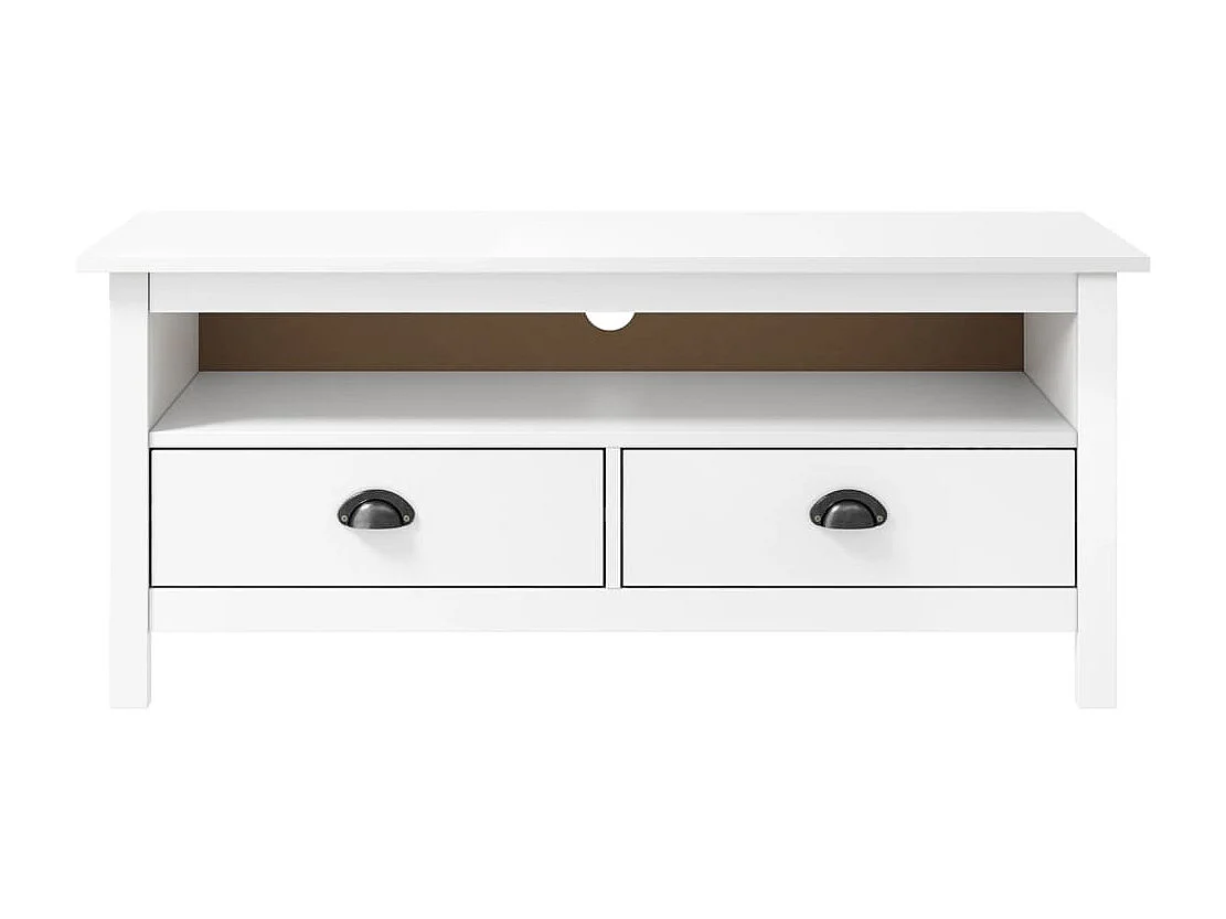 Mobile TV Hill Range Bianco 110x40x47 cm Legno di pino massiccio