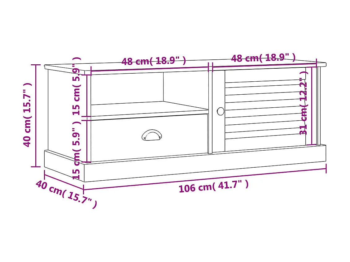 Meuble TV VIGO 106x40x40 cm bois massif de pin