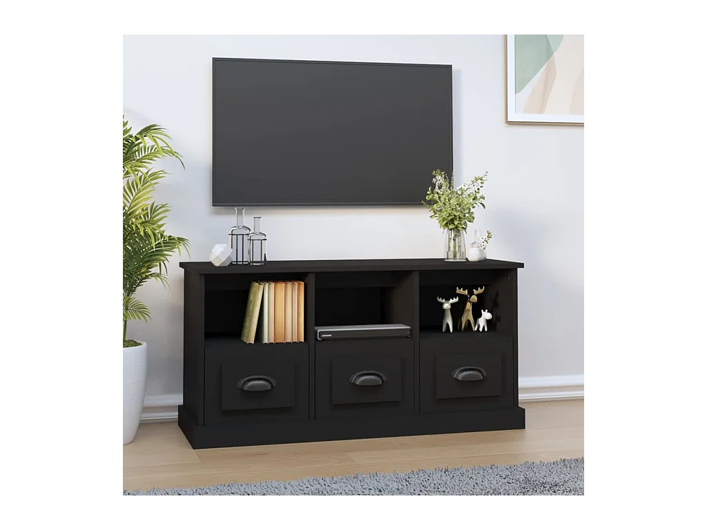 Meuble TV noir 100x35x50 cm bois d'ingénierie