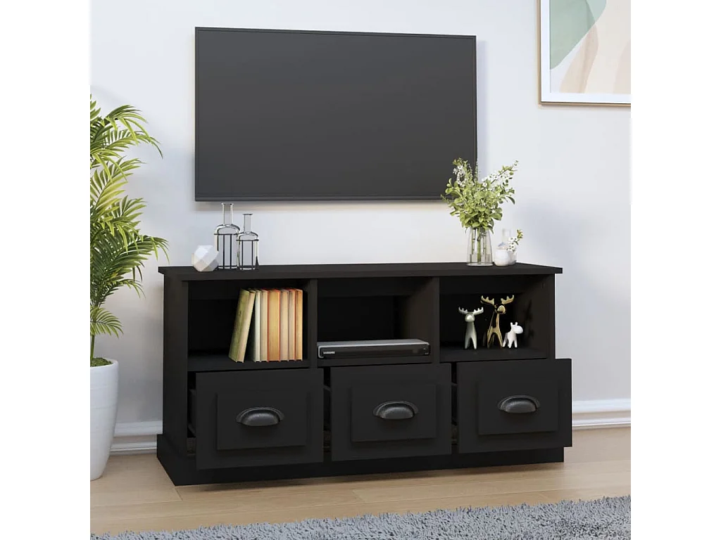 Meuble TV noir 100x35x50 cm bois d'ingénierie