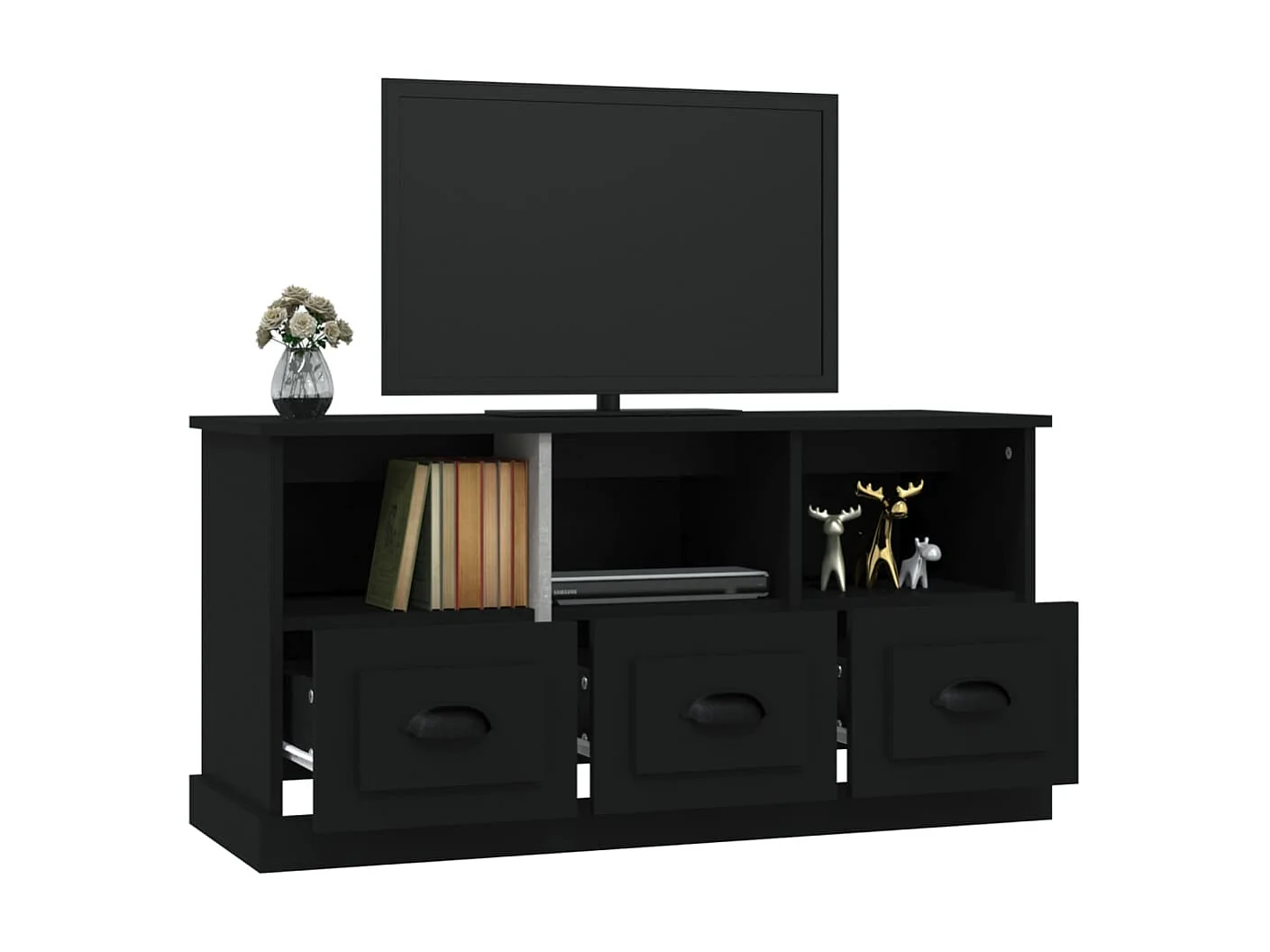 Meuble TV noir 100x35x50 cm bois d'ingénierie