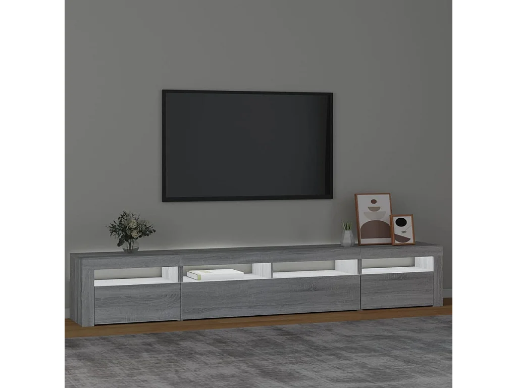 Meuble TV avec lumières LED Sonoma gris 240x35x40 cm
