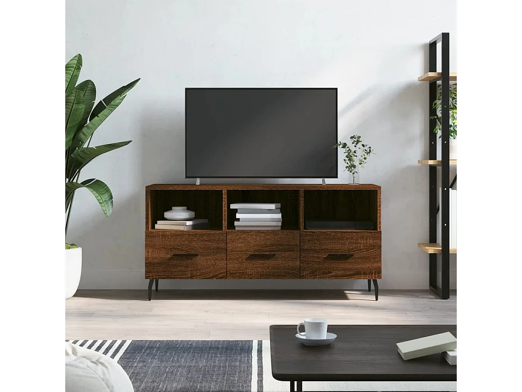 Meuble TV chêne marron 102x36x50 cm bois d'ingénierie