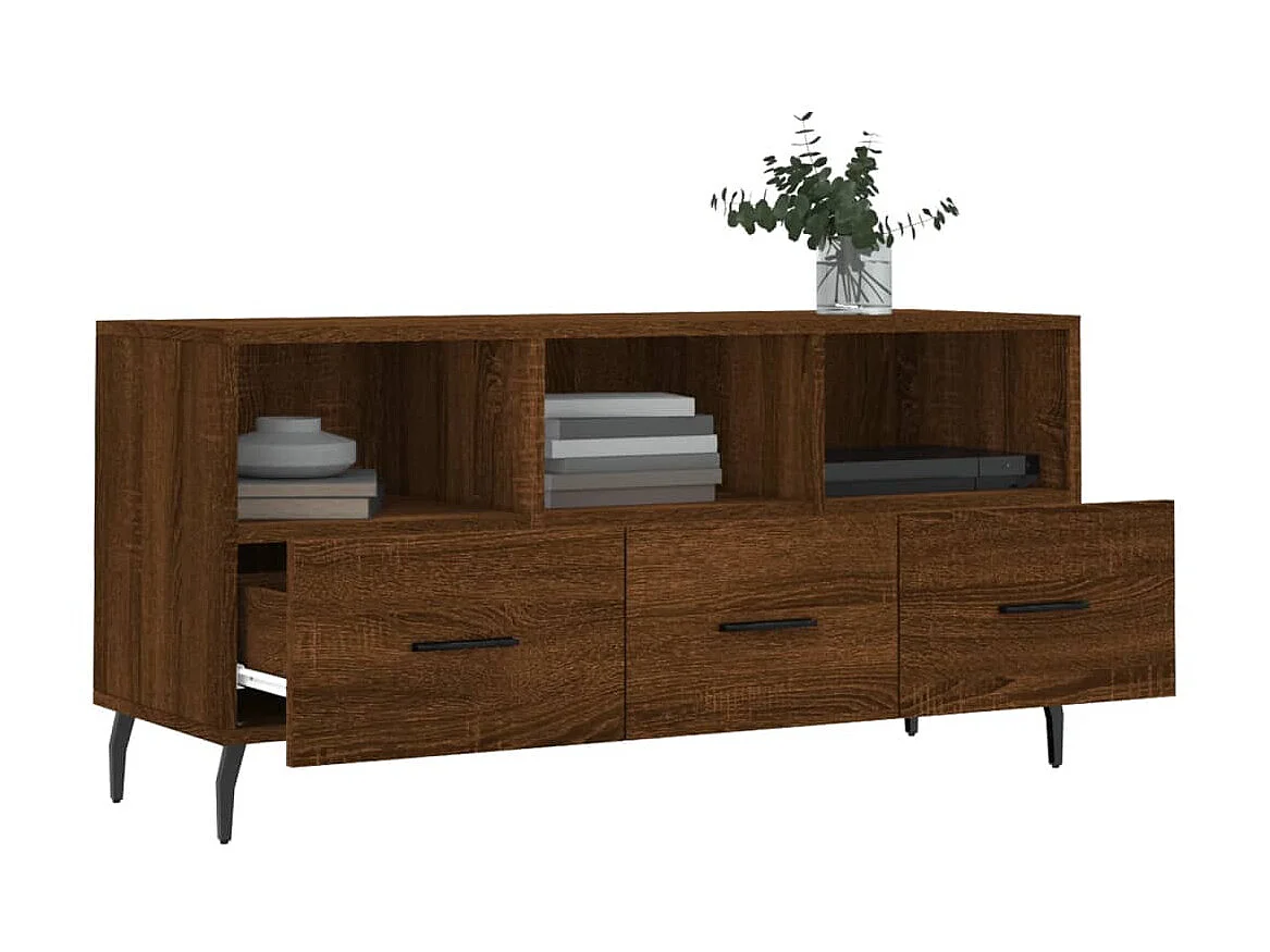 Meuble TV chêne marron 102x36x50 cm bois d'ingénierie