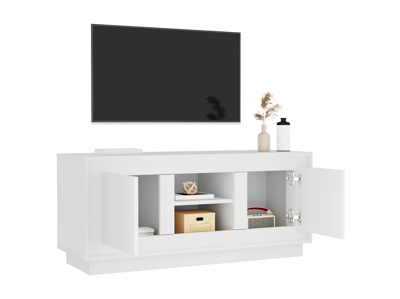 Meuble TV blanc 102x35x45 cm bois d'ingénierie