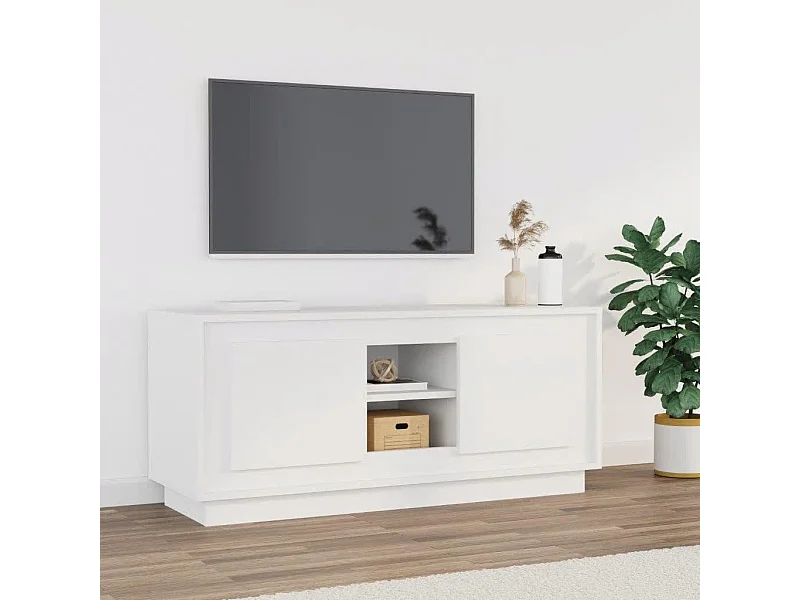 Mobile TV bianco 102x35x45 cm in derivati del legno