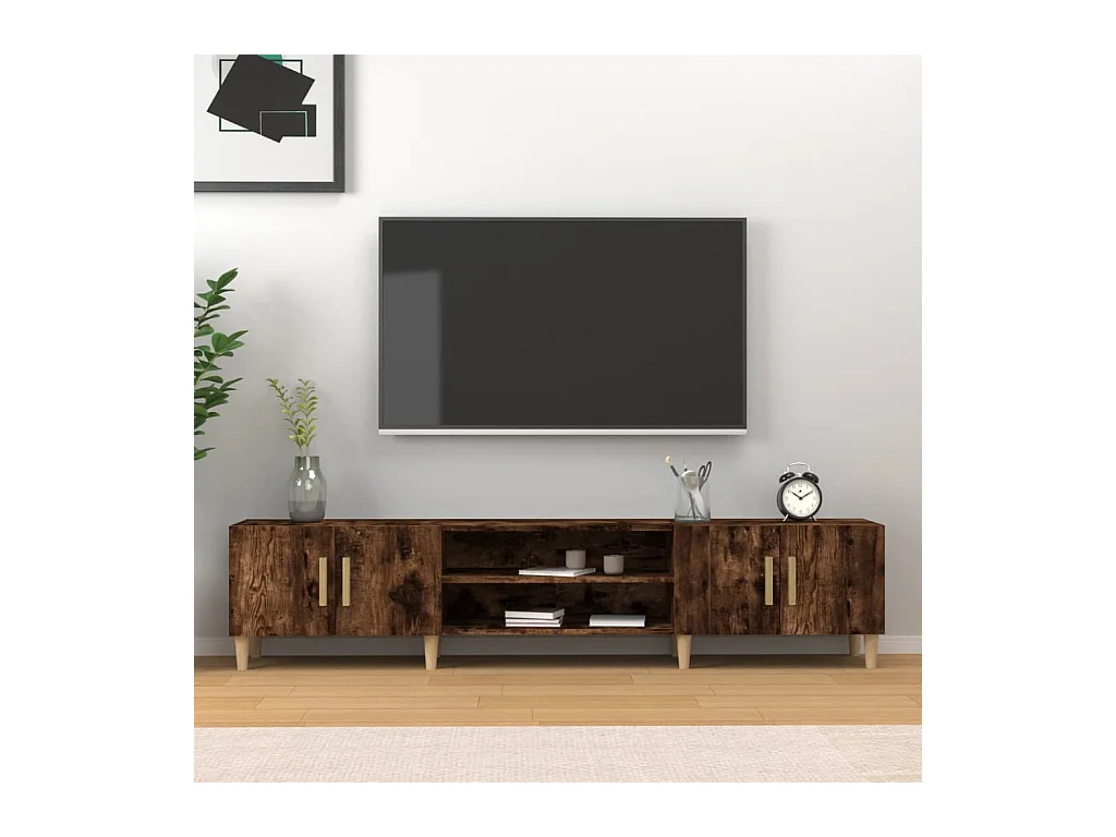 Meuble TV chêne fumé 180x31,5x40 cm bois d'ingénierie