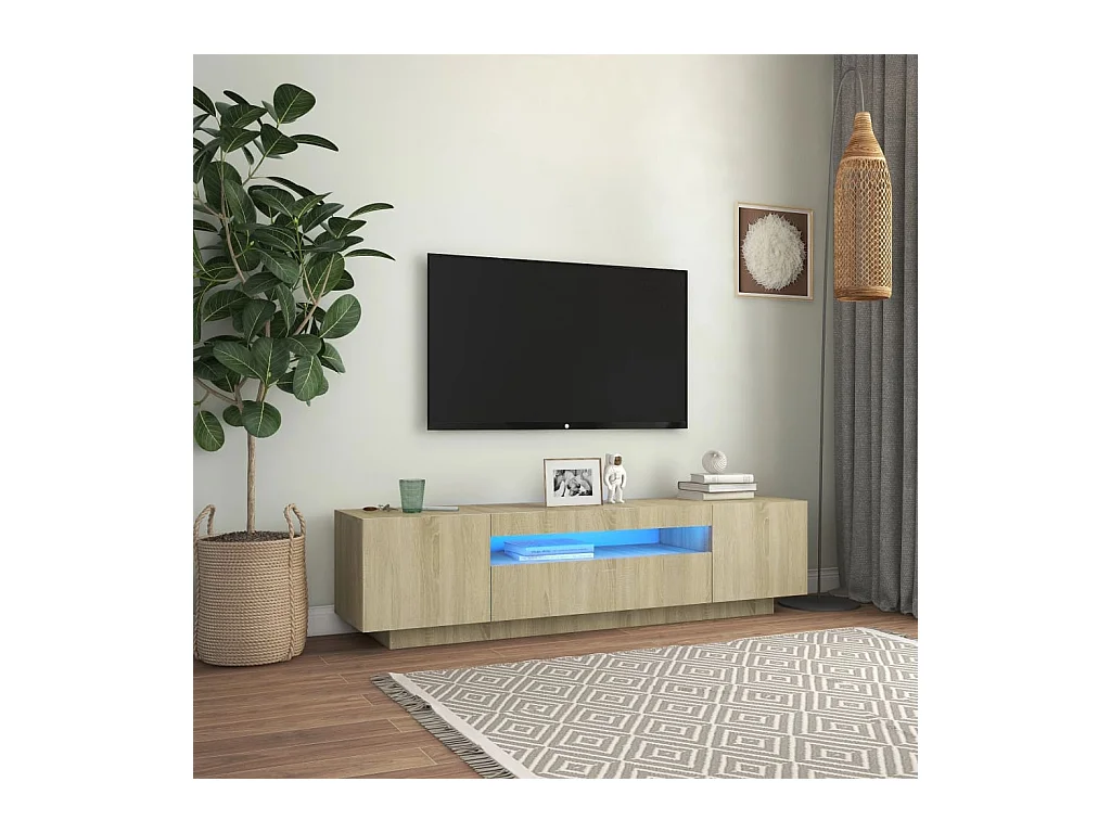 Meuble TV avec lumières LED Chêne sonoma 160x35x40 cm