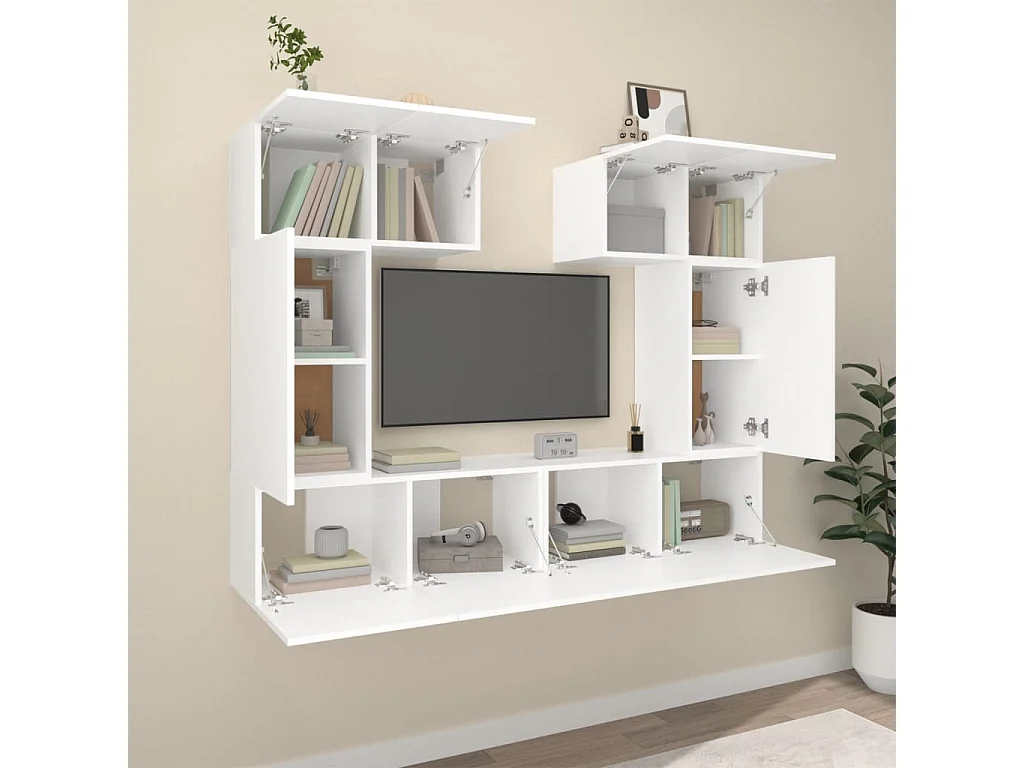 6-delige tv-meubelset wit parket