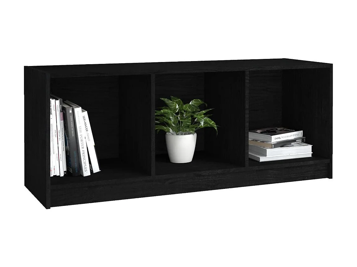 Schwarzer TV-Schrank 104x33x41 cm Massives Kiefernholz