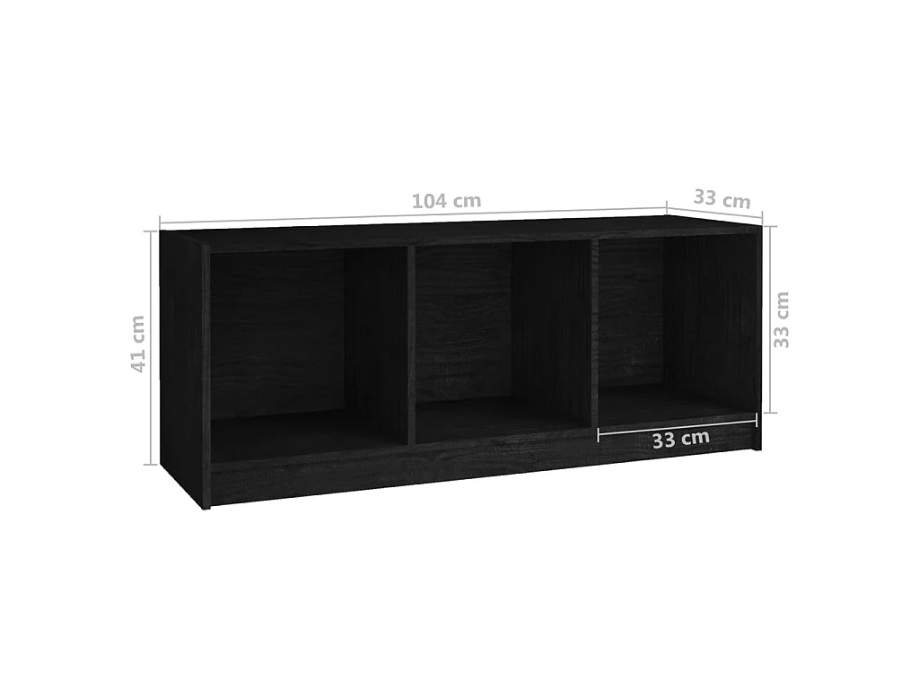 Schwarzer TV-Schrank 104x33x41 cm Massives Kiefernholz