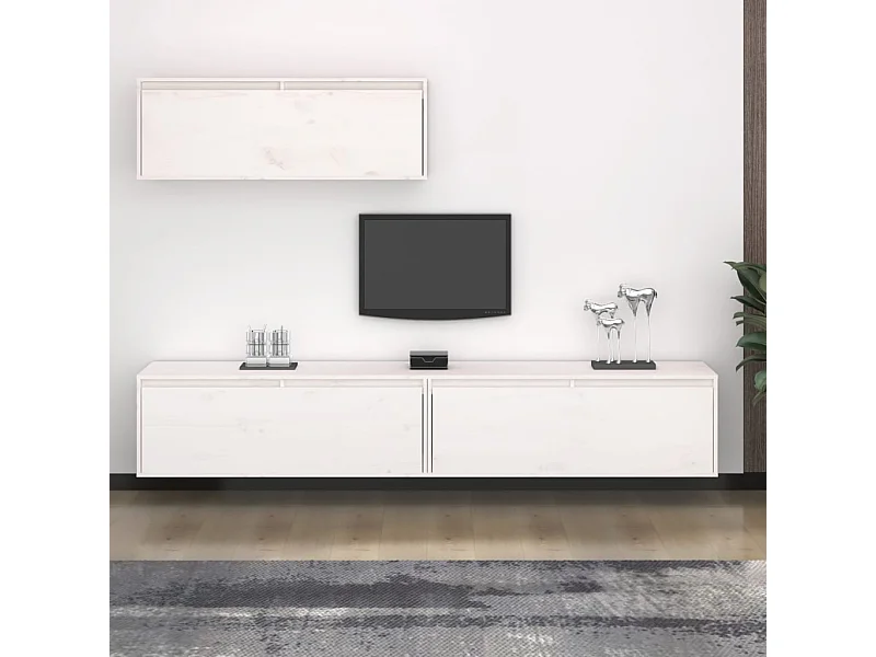 Meubles TV 3 pcs Blanc Bois massif de pin