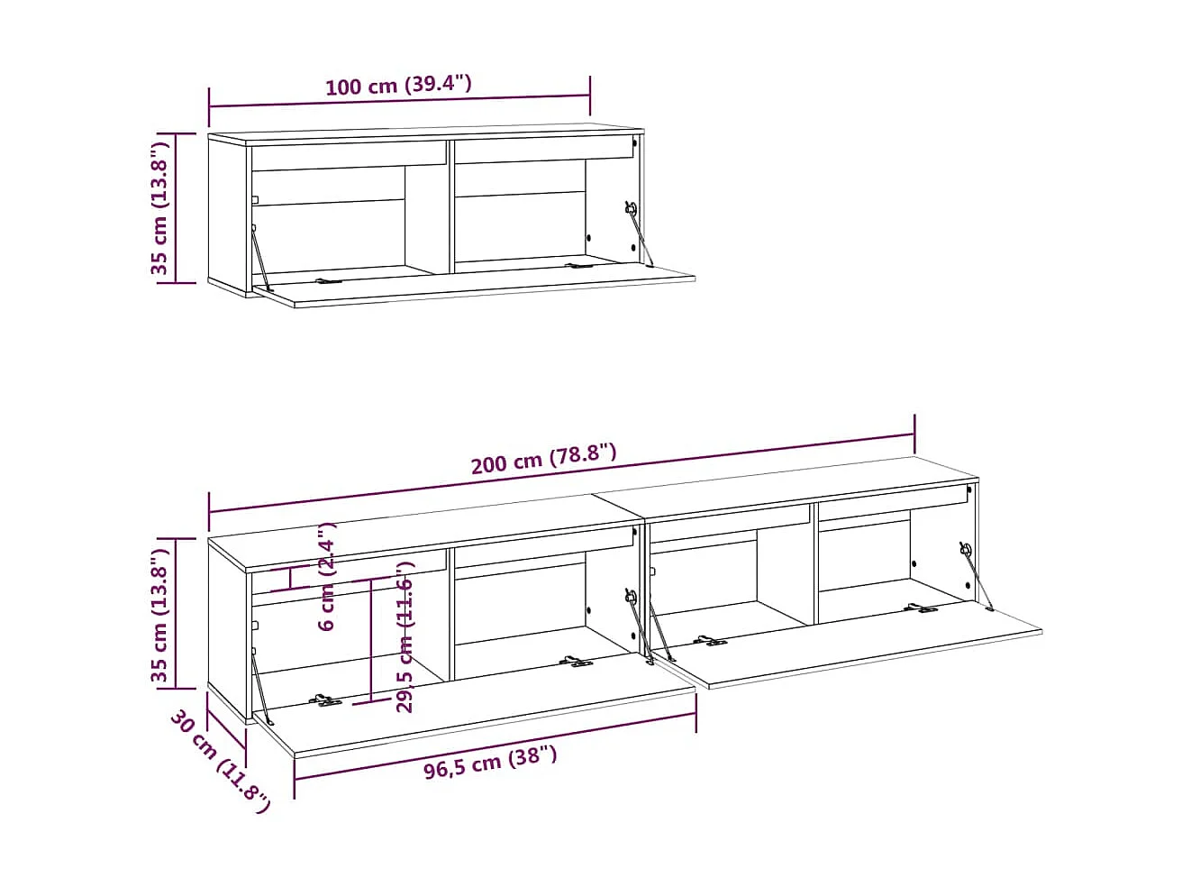 Meubles TV 3 pcs Blanc Bois massif de pin
