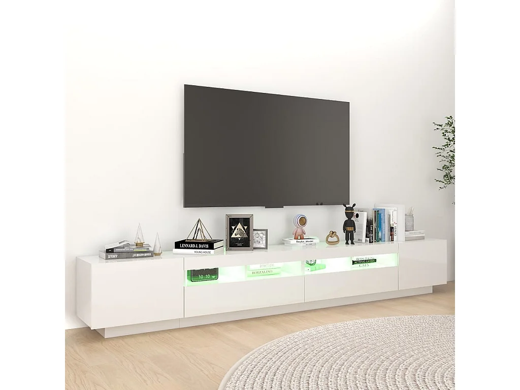 TV-meubel met LED-verlichting Glanzend wit 260x35x40 cm