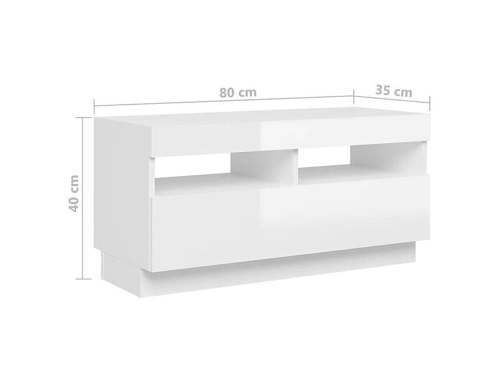 TV-meubel met LED-verlichting Glanzend wit 260x35x40 cm