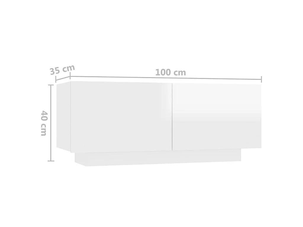 Meuble TV avec lumières LED Blanc brillant 260x35x40 cm