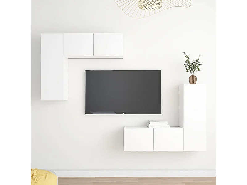 Ensemble de meubles TV 4 pcs Blanc Aggloméré