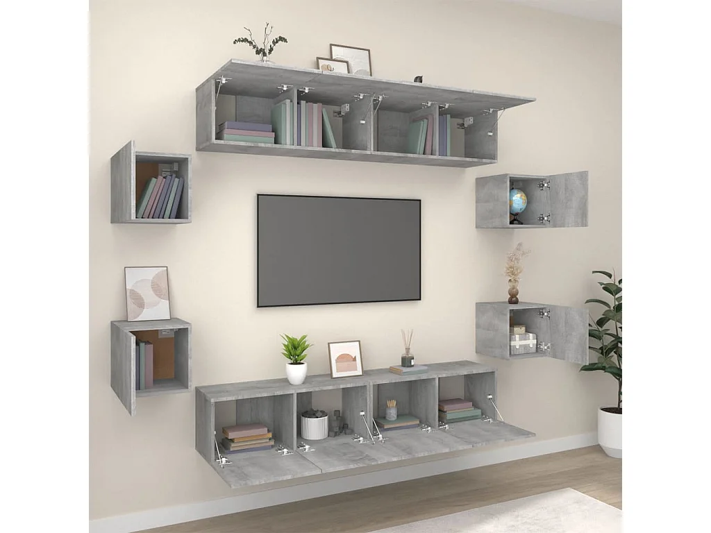 Ensemble de meubles TV 8 pcs Sonoma gris Bois d'ingénierie