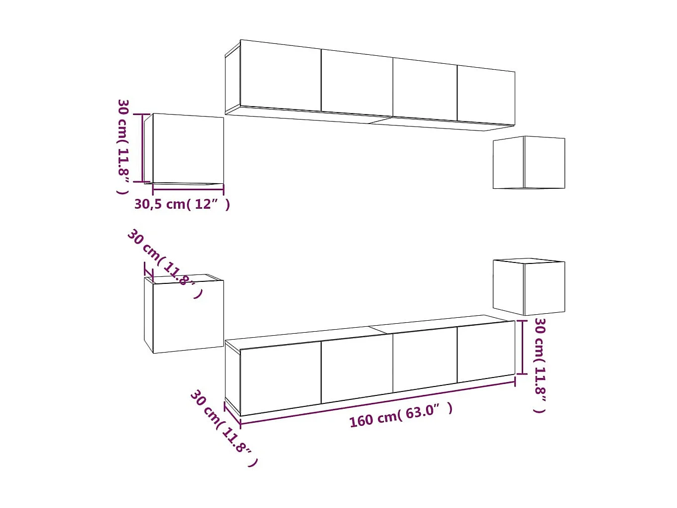 Ensemble de meubles TV 8 pcs Sonoma gris Bois d'ingénierie