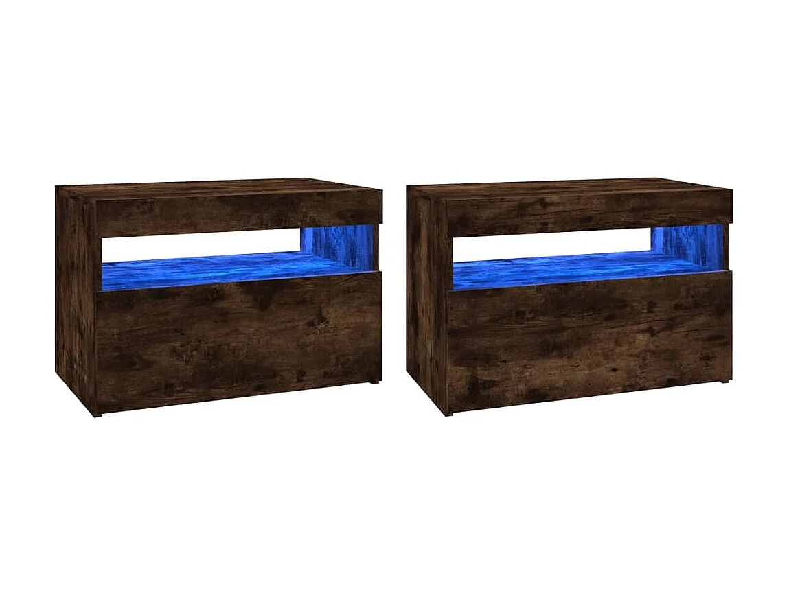 Meubles TV 2 pcs avec lumières LED Chêne fumé 60x35x40 cm