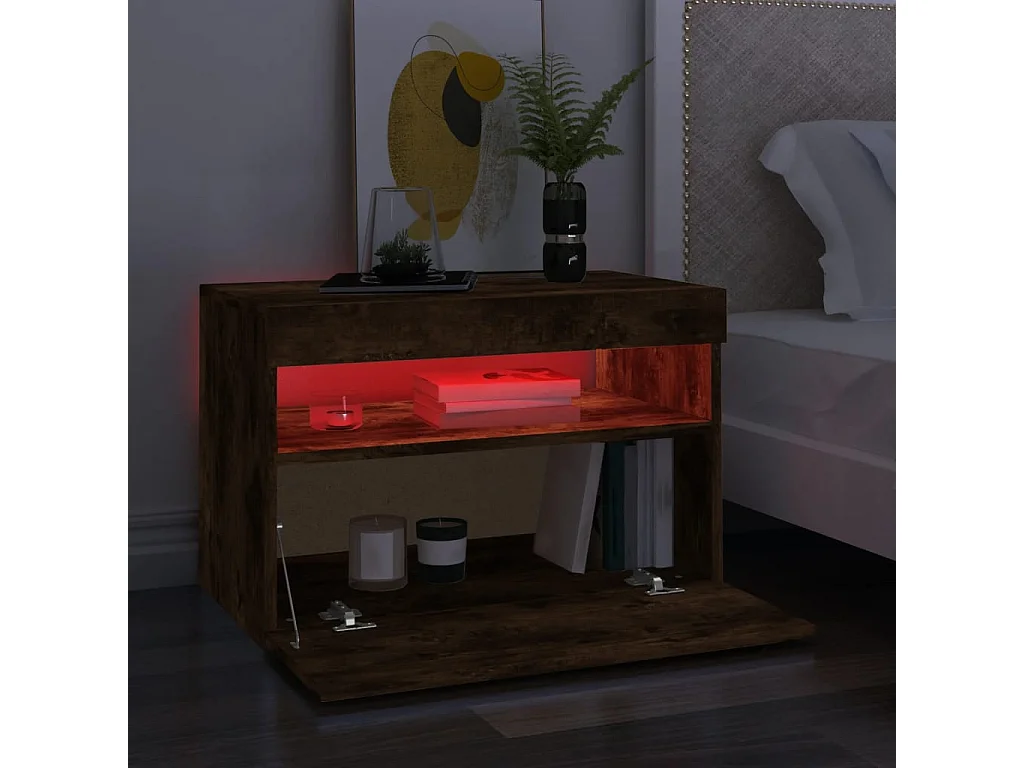 Meubles TV 2 pcs avec lumières LED Chêne fumé 60x35x40 cm