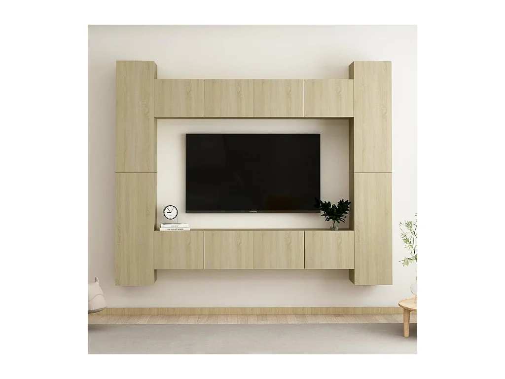 Set di mobili TV da 8 pezzi. Truciolato rovere Sonoma