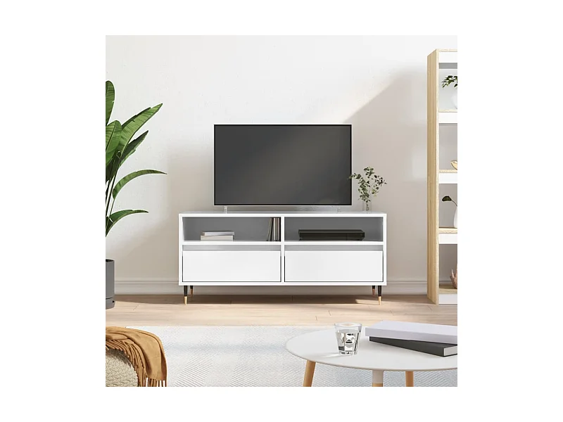 Glanzend wit tv-meubel 100x34,5x44,5 cm samengesteld hout