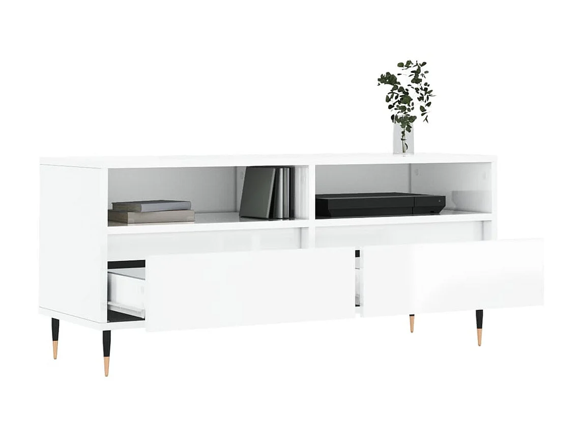 Glanzend wit tv-meubel 100x34,5x44,5 cm samengesteld hout
