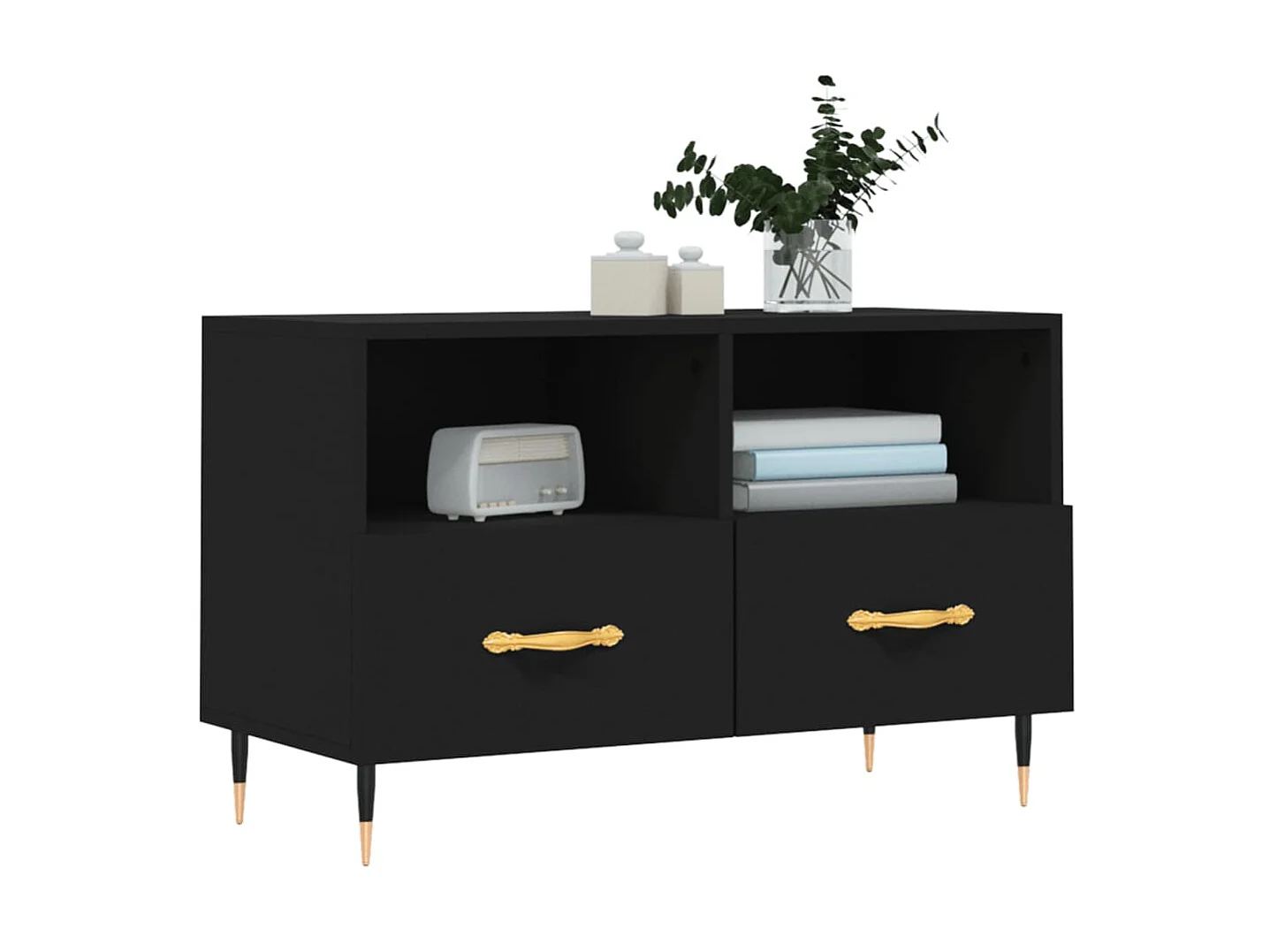 Mueble TV negro 80x36x50 cm Madera contrachapada