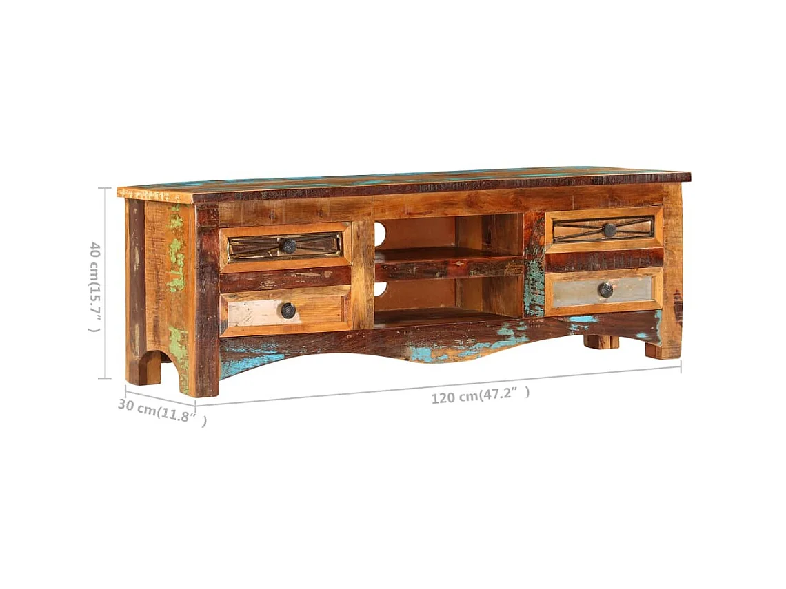 Meuble TV 120 x 30 x 40 cm Bois de récupération massif