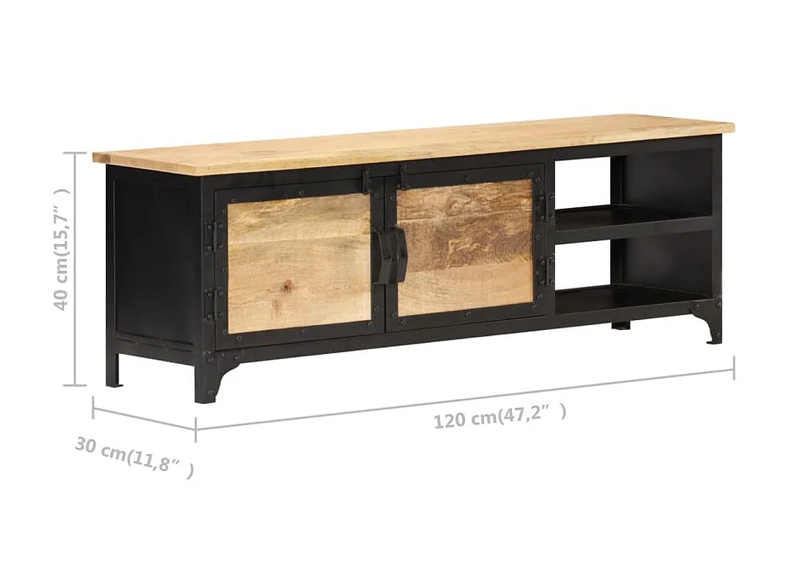 Meuble TV 120x30x40 cm Bois massif de manguier