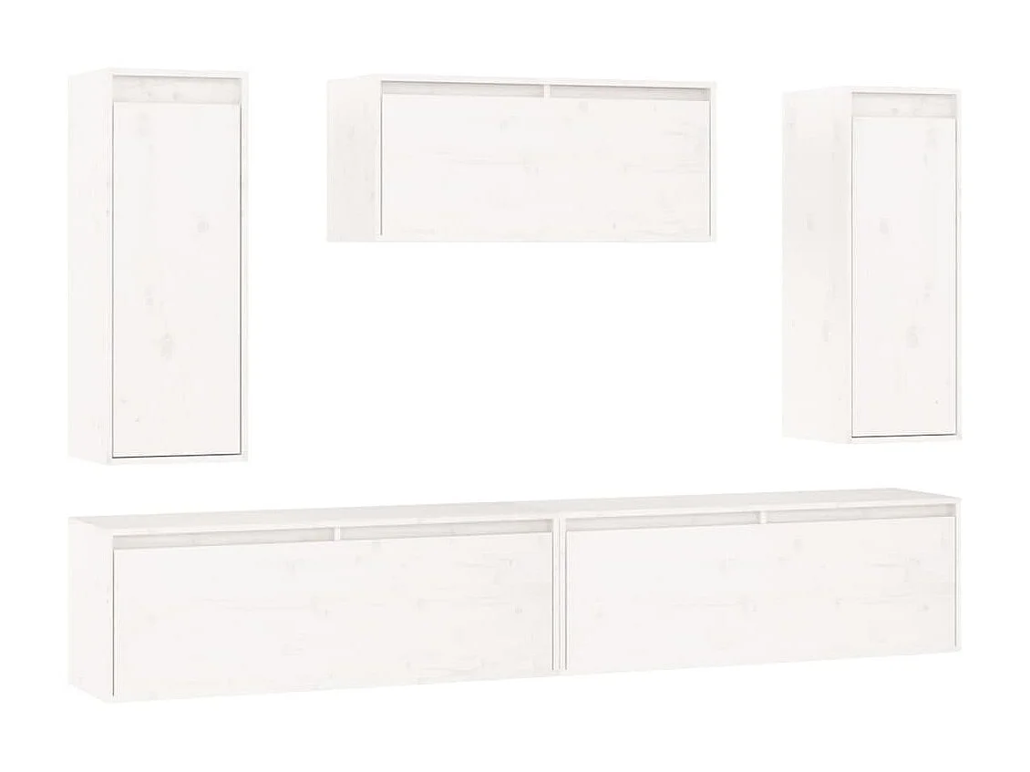 Meubles TV 5 pcs Blanc Bois massif de pin