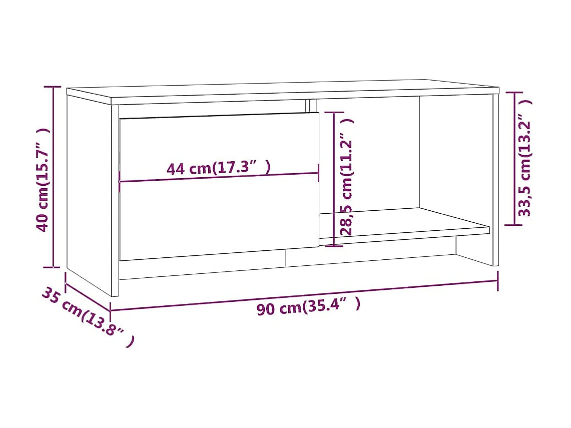 TV-meubel Sonoma eiken 90x35x40 cm Spaanplaat