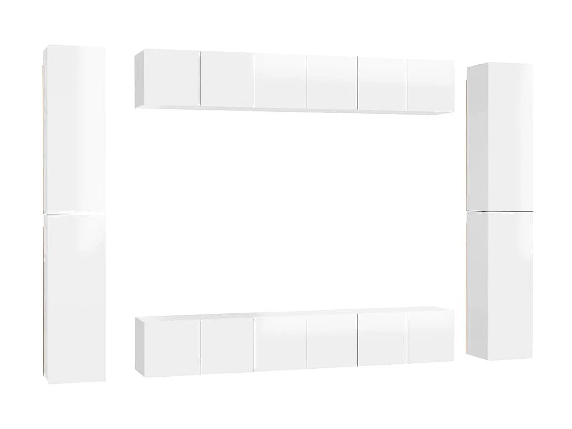 Ensemble de meubles TV 10 pcs Blanc brillant Aggloméré