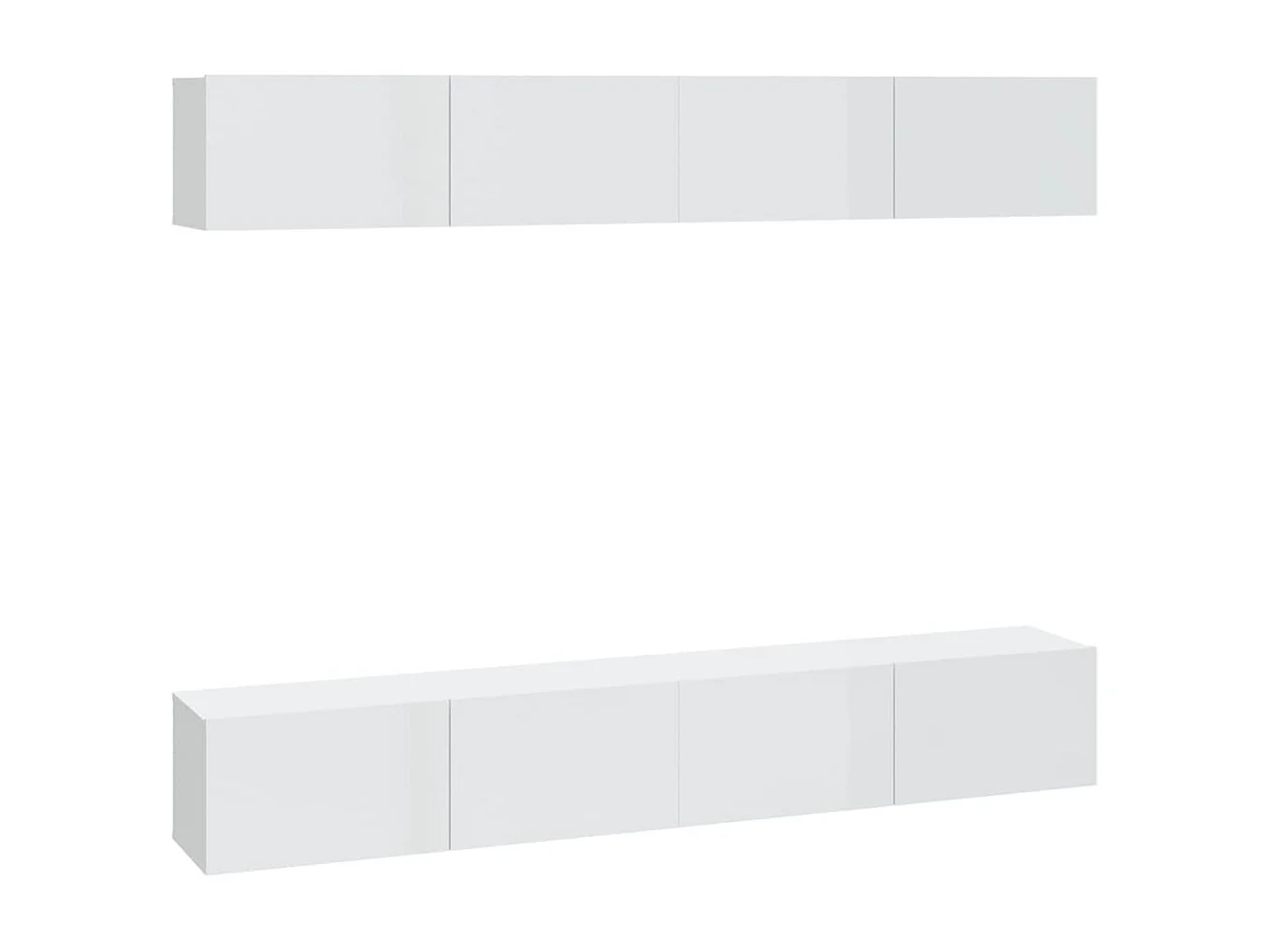 Wand TV-meubels 4 stuks Glanzend wit 100x30x30 cm