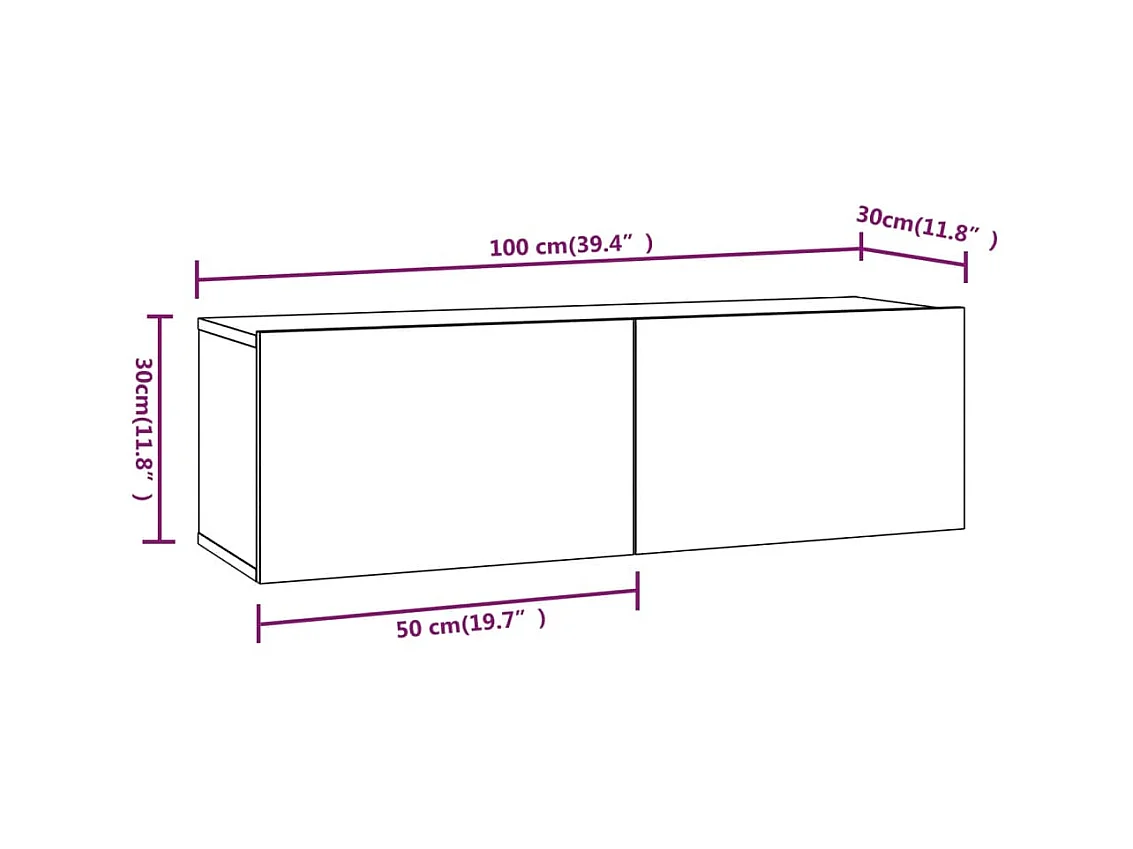 Meubles TV muraux 4 pcs Blanc brillant 100x30x30 cm