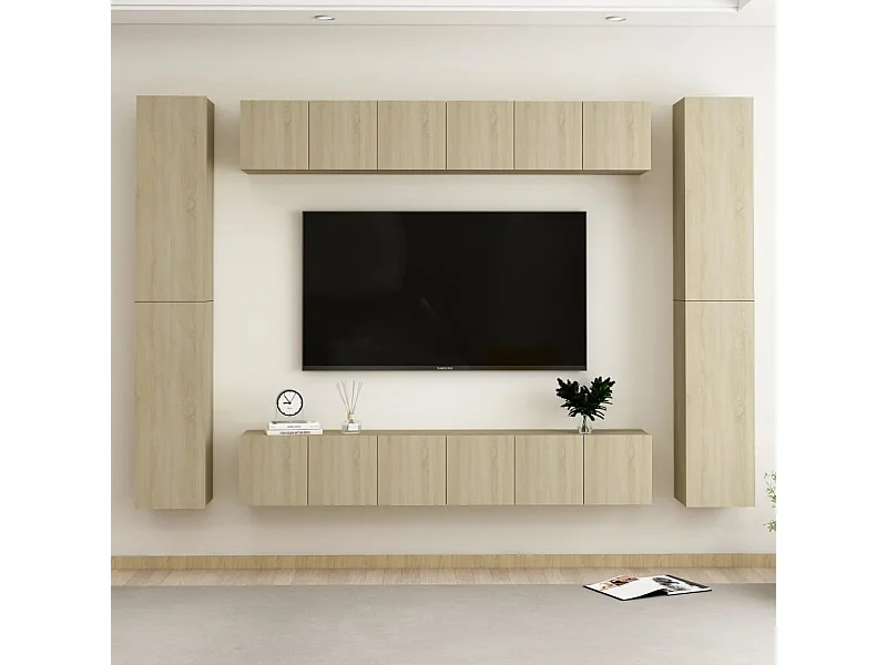 Juego de muebles TV 10 piezas aglomerado roble Sonoma