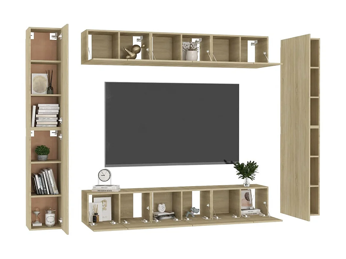 Set mobili TV 10 pezzi Truciolato rovere Sonoma