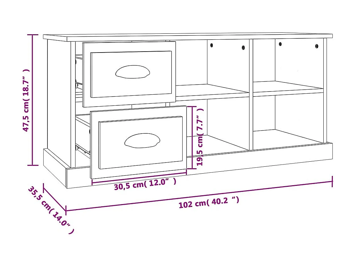 Mobile TV nero 102x35,5x47,5 cm in derivati del legno