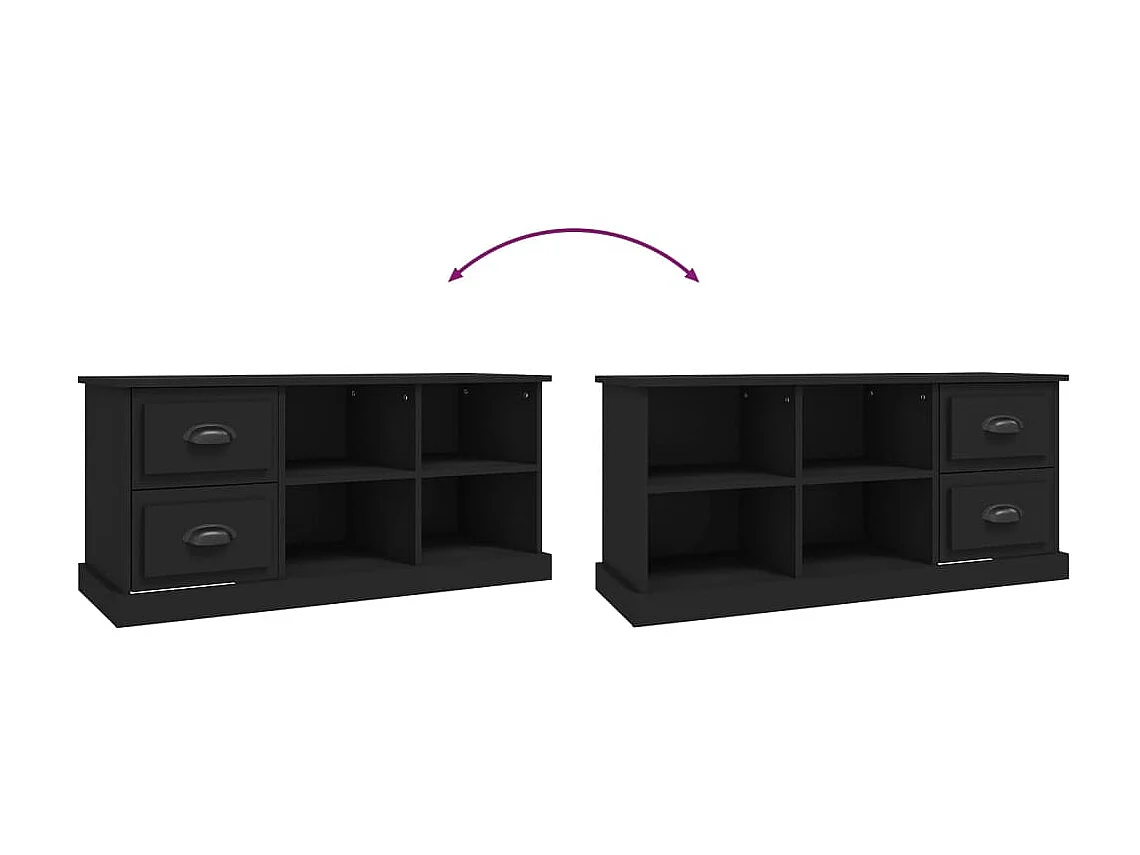 Meuble TV noir 102x35,5x47,5 cm bois d'ingénierie