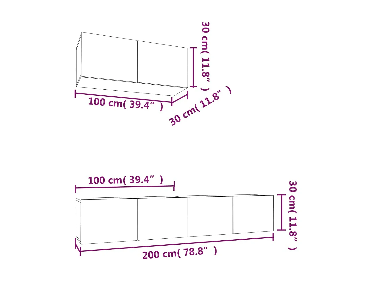 Ensemble de meubles TV 3 pcs Blanc Bois d'ingénierie
