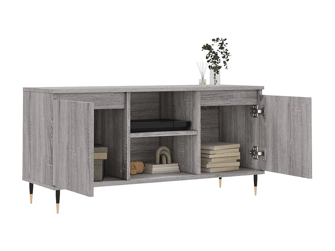Meuble TV sonoma gris 104x35x50 cm bois d'ingénierie